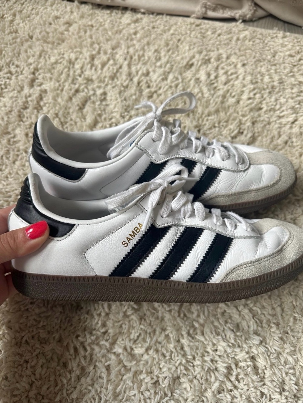 Adidas Black & White Classic Leather Sambas Women’s Shoe 8.5